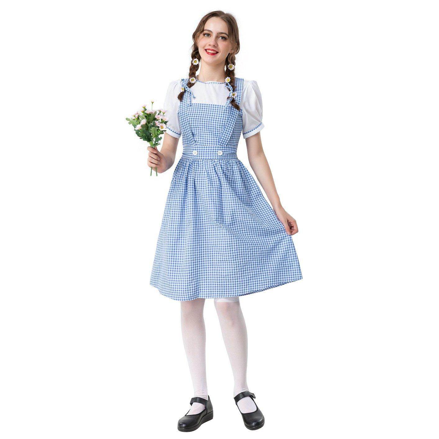 Wizard of Oz Dorothy Costume Dress Maid Alice for Girls Women - Azufun