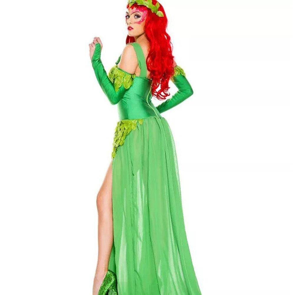Women's Deuxe Poison lvy Costume long dress Halloween - Azufun