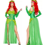 Women's Deuxe Poison lvy Costume long dress Halloween - Azufun