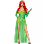 Women's Deuxe Poison lvy Costume long dress Halloween - Azufun
